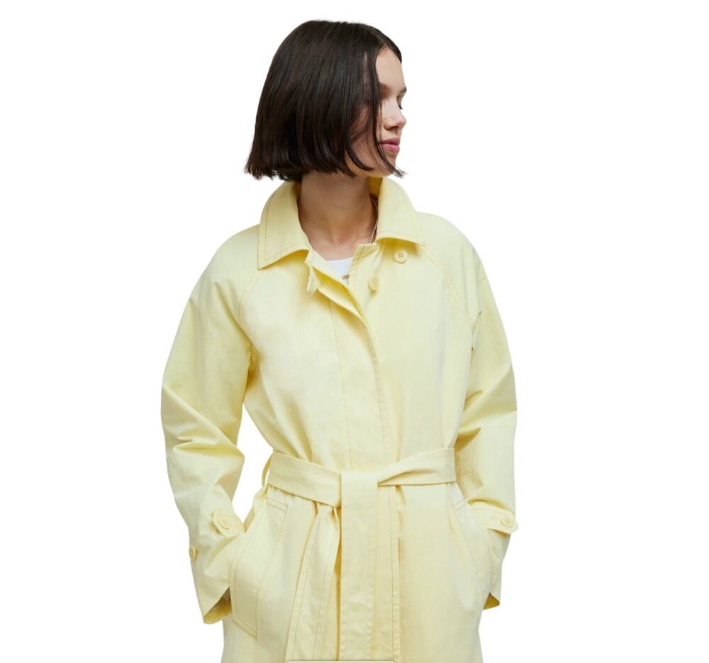 Madewell Belted Trench Coat Yellow XS NO885 Water Resistant NWT FLAW